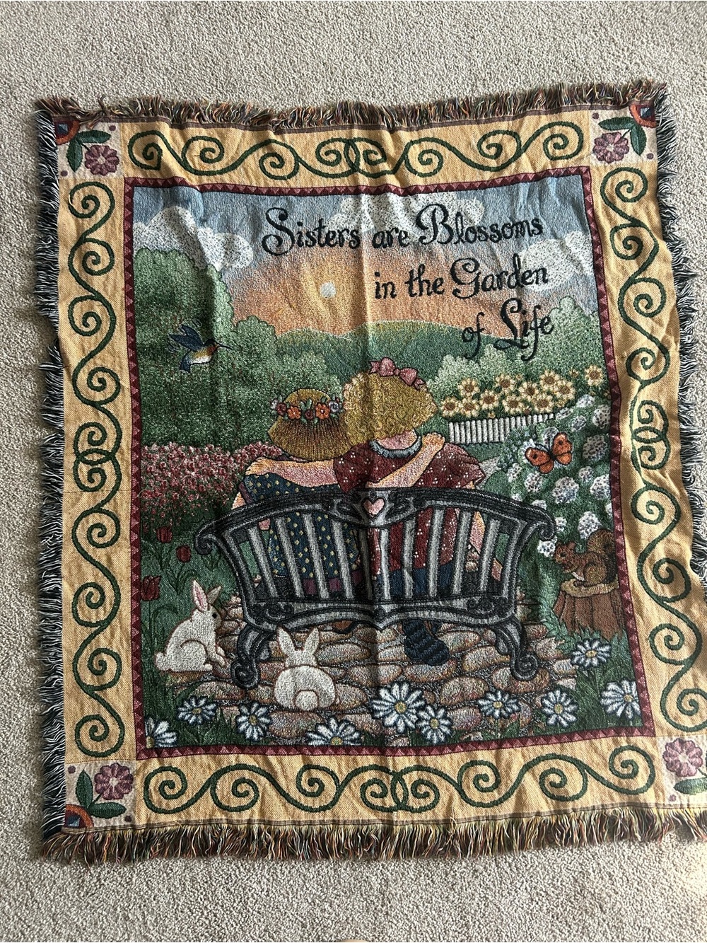 Sisters Throw Blanket - Yellow & Green